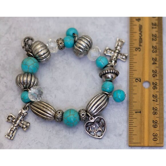 6 Inch, Vintage Celtic Turquoise Charm Bracelet - CK1 - Picture 3 of 3